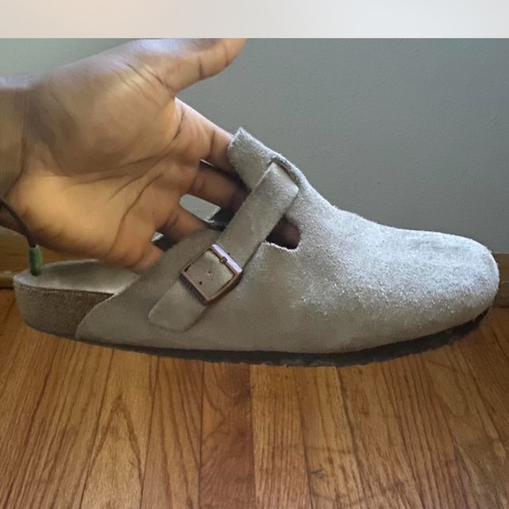 Taupe Birkenstock Boston Clogs